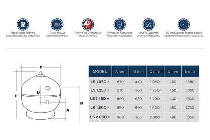 Waterfun Lamex Seri Havuz Kum Filtresi- Model: LS1500- LS2000